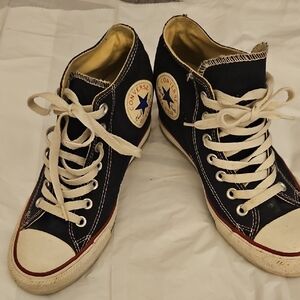 Converse Classic High-Tops in Black Canvas WEDGES !!